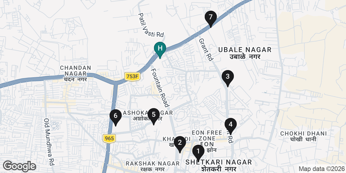 Map of Housed Infinity and the 7 places in the list below, numbered 1 to 7. Opens the PG in Google Maps.